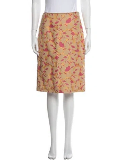 Pre-owned Prada Nylon Midi Length Skirt In Yellow