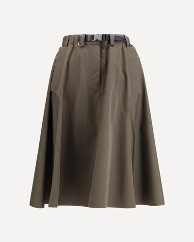 Prada Nylon Midi Skirt In Green