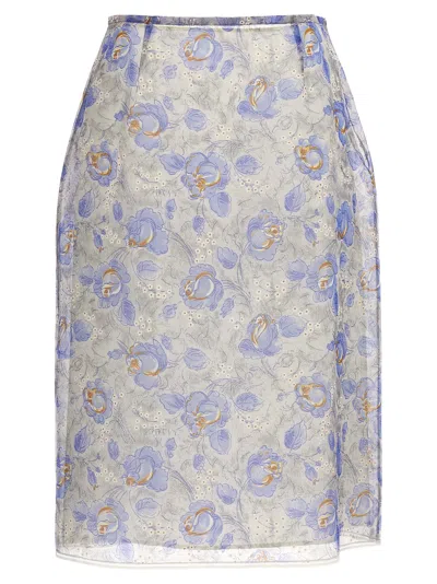 Prada Nylon Midi Skirt Skirts Multicolor
