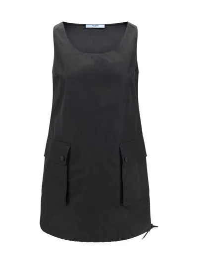 Prada Mini Dress In Nylon In Black