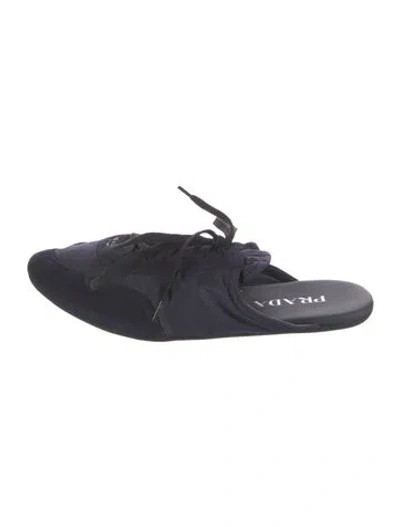 Pre-owned Prada Nylon Mules In Blue