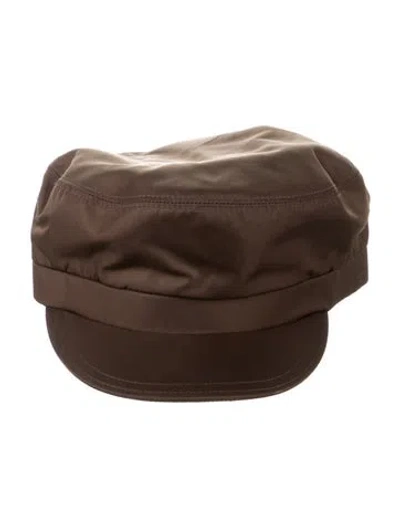 Pre-owned Prada Nylon Newsboy Cap In Brown