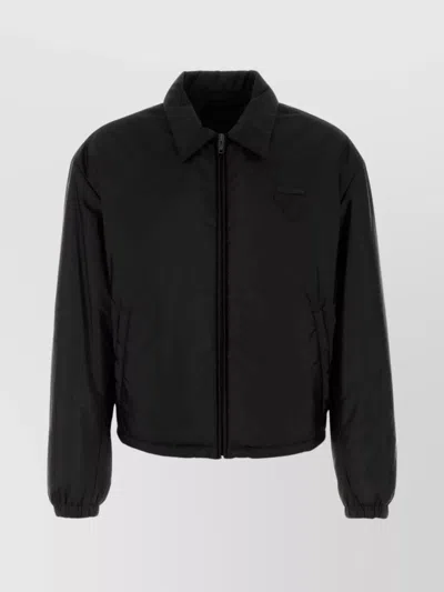 Prada Nylon Padded Jacket Elastic Cuffs In Black