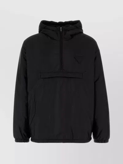 Prada Nylon Padded Jacket Elastic Cuffs In Black