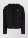 Prada Nylon Padded Jacket With Hood And Elasticated Hem In Black