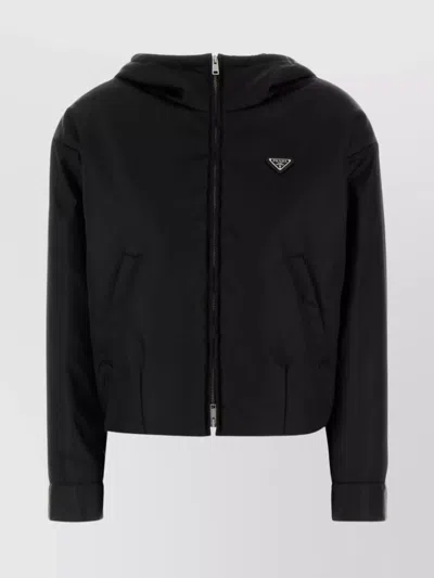 PRADA NYLON PADDED JACKET WITH HOOD AND ELASTICATED HEM