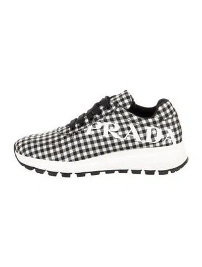 Pre-owned Prada Nylon Plaid Print Athletic Sneakers In Multi