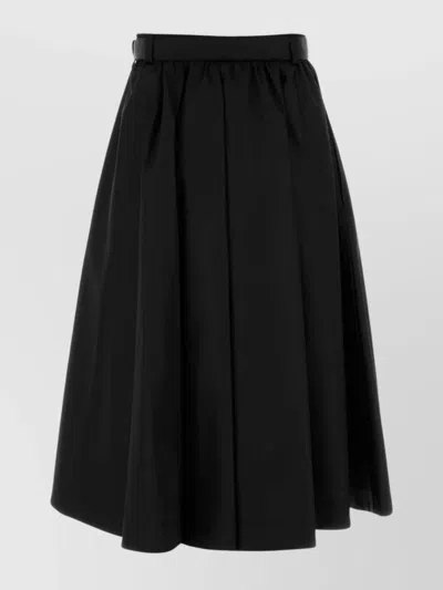 Prada Nylon Pleated Skirt Waist Belt In Black