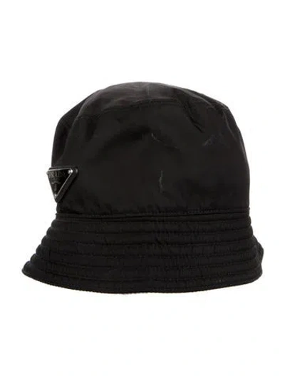 Pre-owned Prada Nylon  Bucket Hat In Black