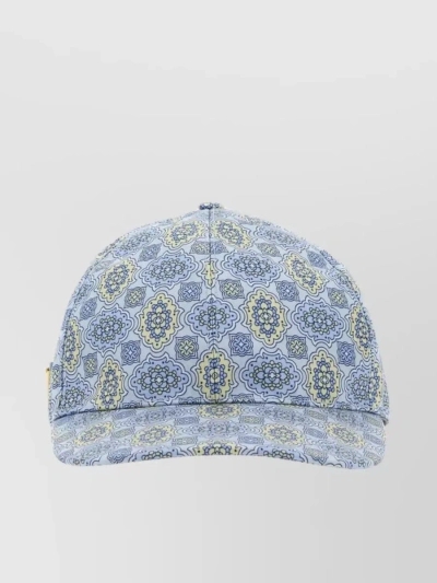 Prada Nylon Print Baseball Hat In Blue