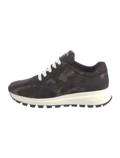 Pre-owned Prada Nylon Printed Athletic Sneakers In Black