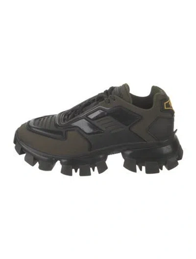 Pre-owned Prada Nylon Printed Athletic Sneakers In Black/green