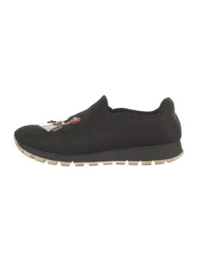 Pre-owned Prada Nylon Printed Sneakers In Black