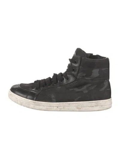 Pre-owned Prada Nylon Printed Sneakers In Black