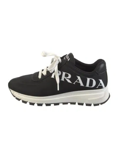 Pre-owned Prada Nylon Printed Sneakers In Black