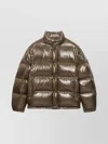 Prada Medium Weight Down Jacket With High Collar In Green