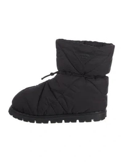 Pre-owned Prada Nylon Rain Boots In Black