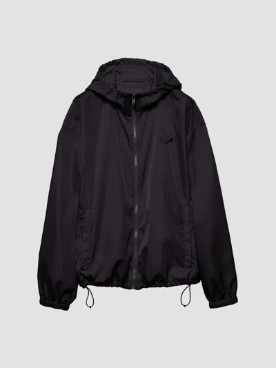 Prada Nylon Rain Jacket In Black