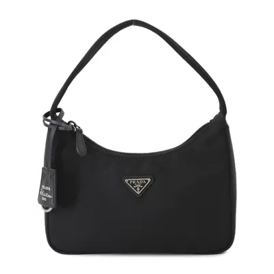 Pre-owned Prada Nylon Saffiano Handbag () In Black