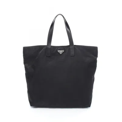 Pre-owned Prada Nylon Saffiano Tote Bag () In Black