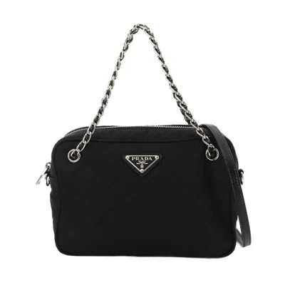 Pre-owned Prada Nylon Saffiano Triangle Handbag Shoulder Bag () In Black