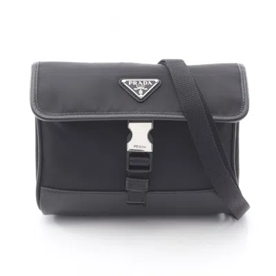 Pre-owned Prada Nylon Saffiano Triangle Shoulder Bag () In Black