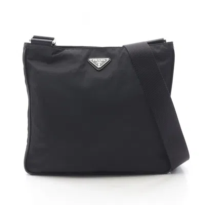 Pre-owned Prada Nylon Saffiano Triangle Shoulder Bag () In Black