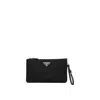 Prada Nylon Saffiano Wristlet Pouch Women In Black