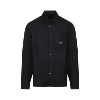 Prada Black Nylon Shirt In Blue