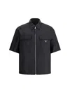 Prada Short-sleeve Light Re-nylon Shirt In Nero