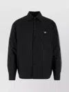 Prada Nylon Shirt With Long Sleeves And Single Chest Pocket In Black