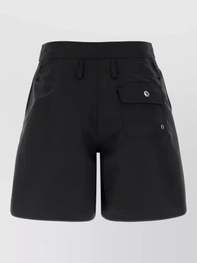 Prada Nylon Shorts Belt Loops Button Detail Pockets In Black