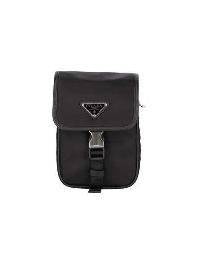 Prada Nylon Shoulder Bag In Black  