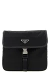 Prada Schultertasche Aus Re-nylon Und Saffiano-leder In Black