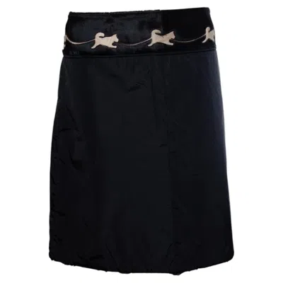 Pre-owned Prada , Nylon Skirt In Black With Ponyskin