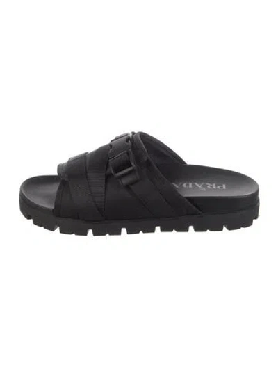 Pre-owned Prada Nylon Slides In Black