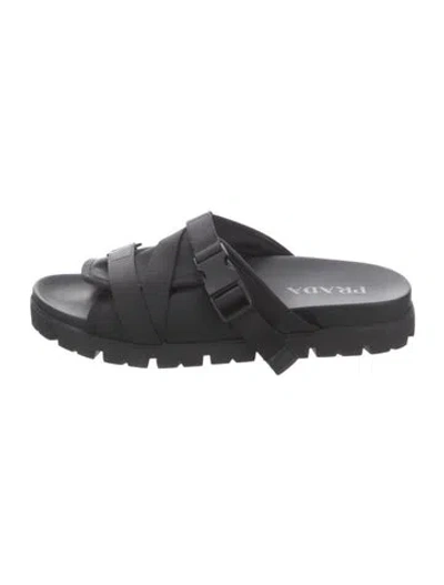 Pre-owned Prada Nylon Slides In Black