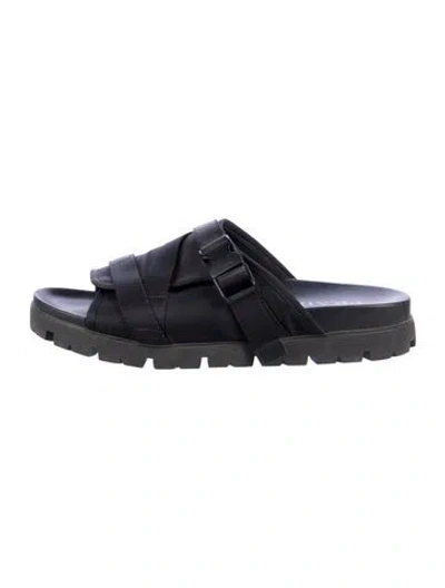 Pre-owned Prada Nylon Slides In Black