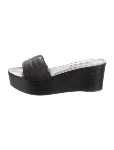 Pre-owned Prada Nylon Slides In Black