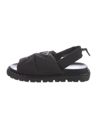 Pre-owned Prada Nylon Slingback Sandals In Black
