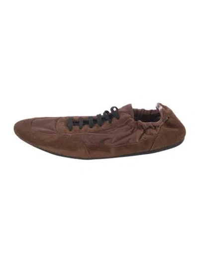Pre-owned Prada Nylon Sneakers In Brown