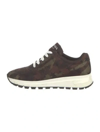 Pre-owned Prada Nylon Sneakers In Green