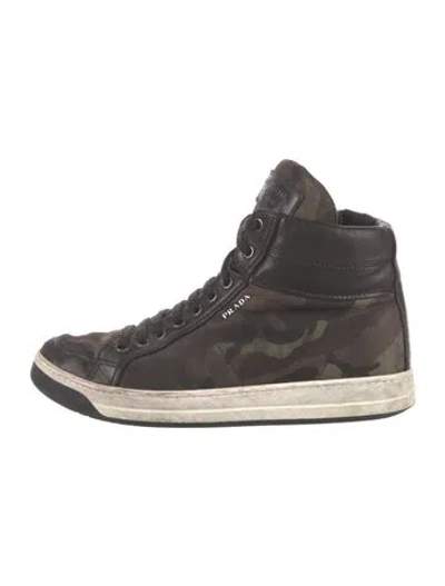 Pre-owned Prada Nylon Sneakers In Green