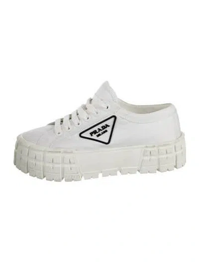 Pre-owned Prada Nylon Sneakers In Silver