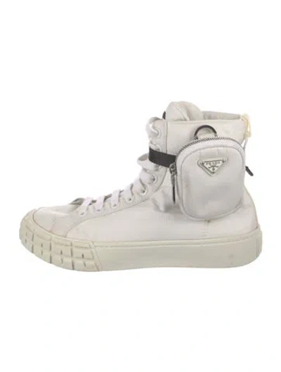 Pre-owned Prada Nylon Sneakers In White