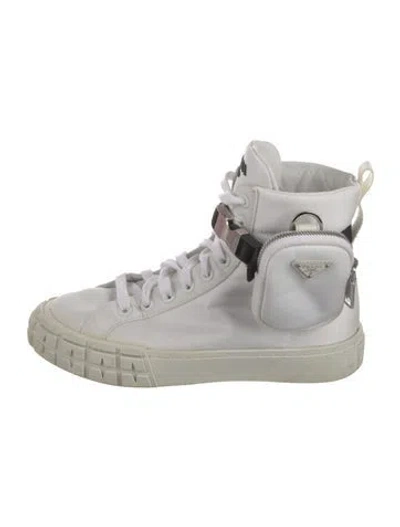 Pre-owned Prada Nylon Sneakers In White