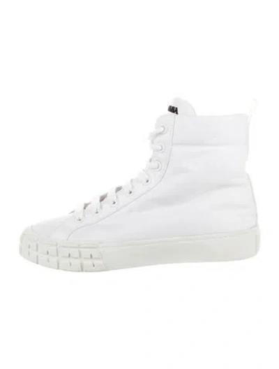 Pre-owned Prada Nylon Sneakers In White