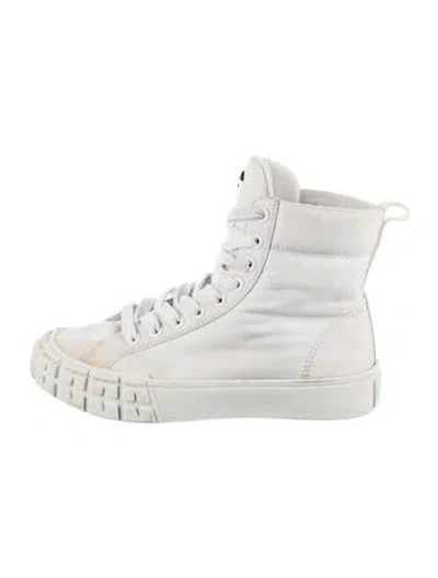 Pre-owned Prada Nylon Sneakers In White