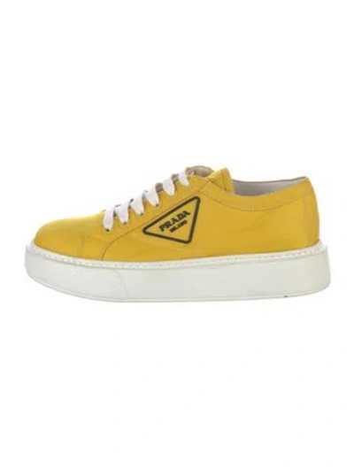 Pre-owned Prada Nylon Sneakers In Yellow