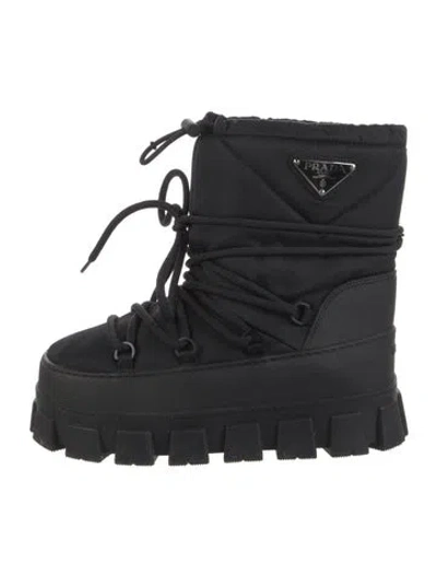 Pre-owned Prada Nylon Snow Boots In Black